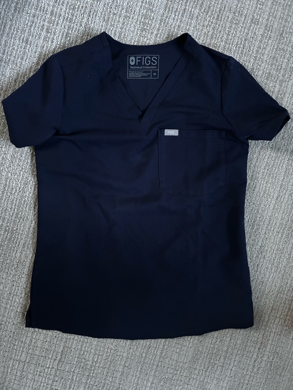 Figs Navy V-Neck Short Sleeve Scrub Top